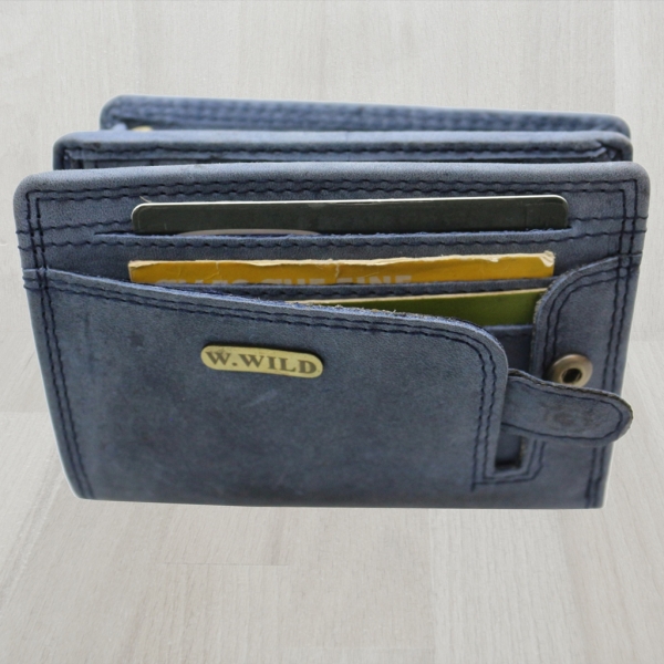 flevado Geldbörse Unisex Damen Herren Echt Leder RFID Schutz Blau
